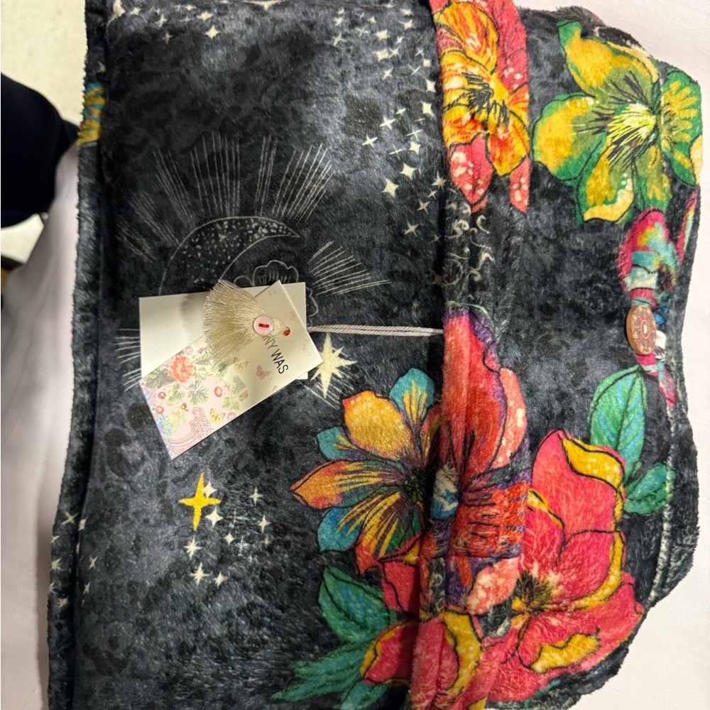 Johnny Was Floral Blanket - Black, Red, Yellow, Green
